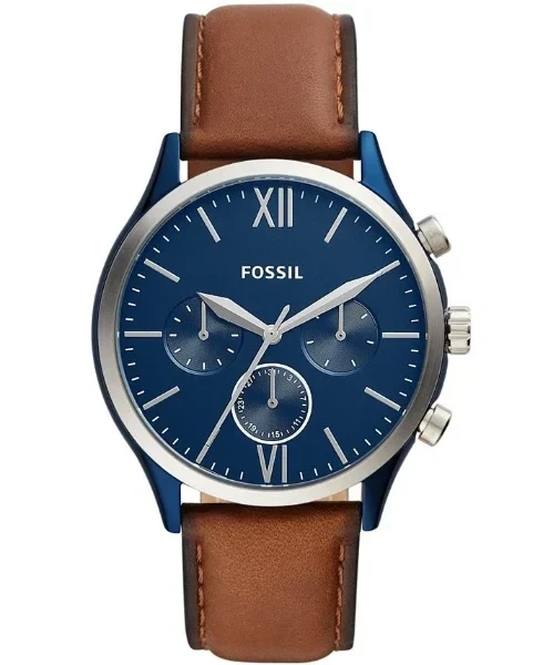 Men's Fenmore Multifunction Blue Leather Watch 44mm