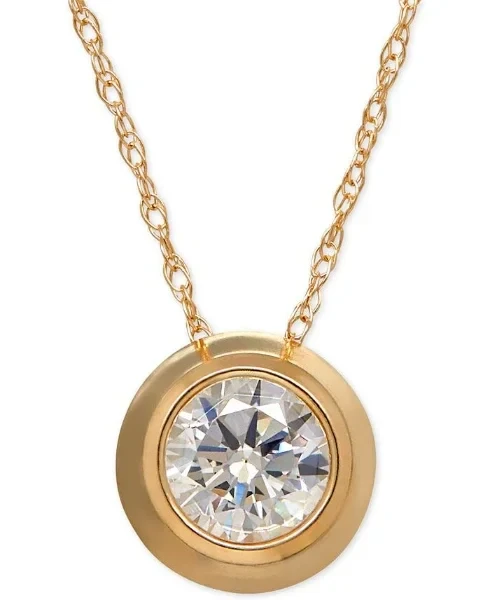 Bezel-Set Cubic Zirconia Pendant Necklace in 14k Yellow Gold