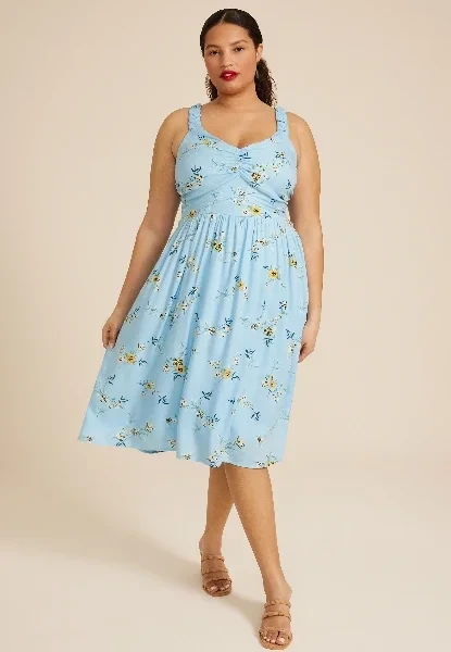 Plus Size Bare Floral Midi Dress - Save 30% Today!