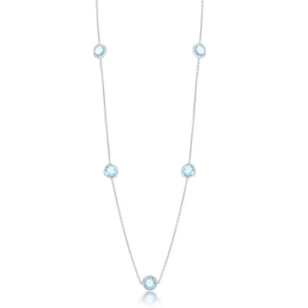 Sterling Silver Bezel-Set 26.964cttw Blue Topaz Necklace