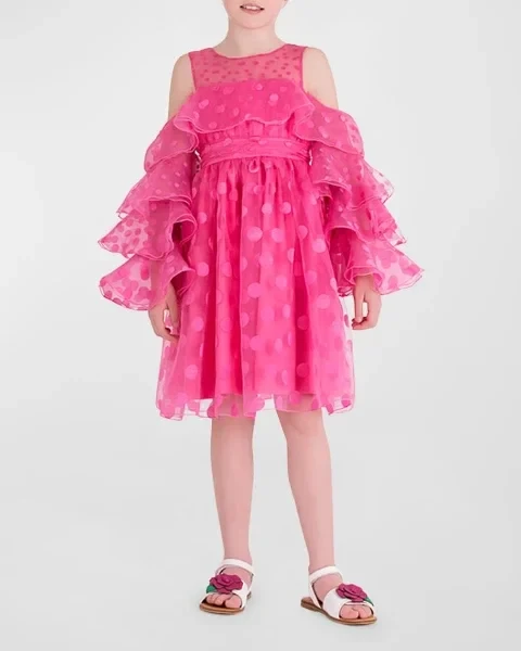 Girl's Polka Dot Ruffle Dress, Size 3T-10