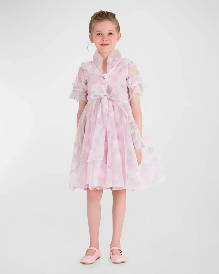 Girl's Peony Blossom Ruffle Dress, Size 3T-10