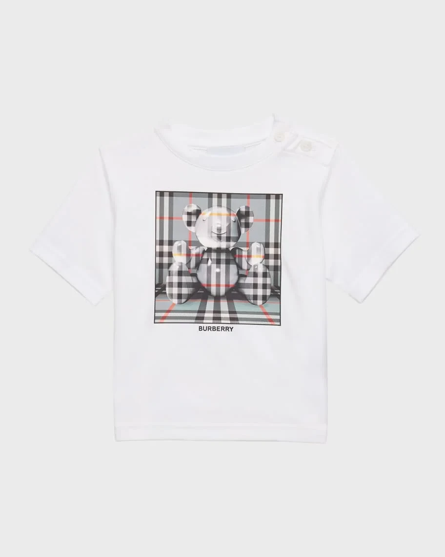 Kid's Check Box Bear Graphic T-Shirt, Size 6M-2T