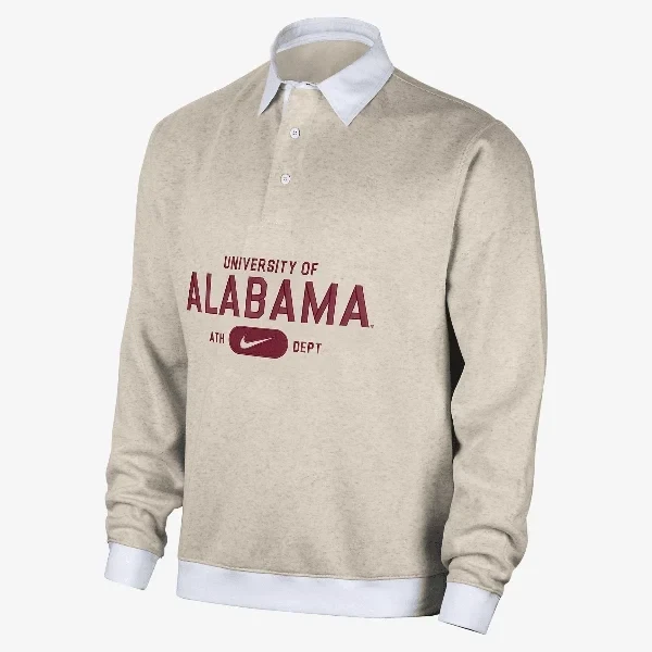 Alabama Club Fleece Men's Nike College Long-Sleeve Polo - 24% Off Limited Time!