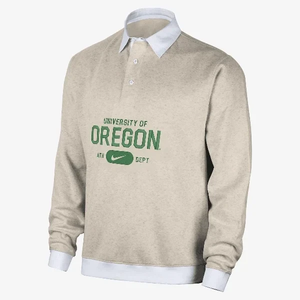 Oregon Club Fleece Men's Nike College Long-Sleeve Polo - 24% Price Drop!