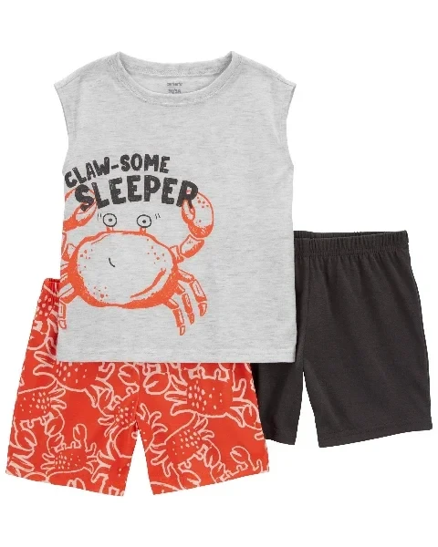 Toddler 3-Piece Crab Loose Fit Pajama Set