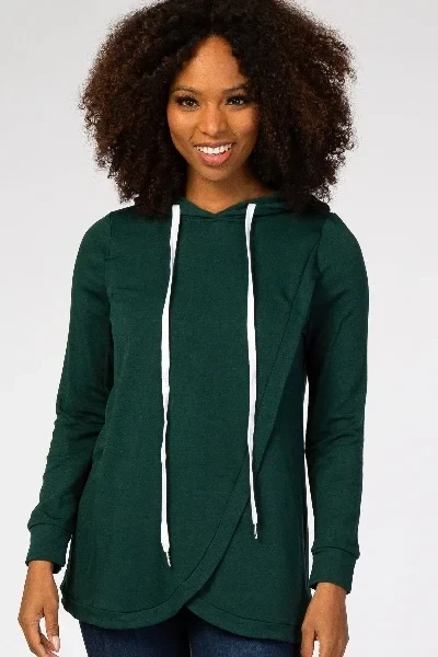 Forest Green Layered Front Nursing Fleece Hoodie - Save $1800 Today!
