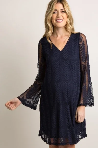 PinkBlush Navy Mesh Overlay Maternity Dress - 41% Off Limited Time!