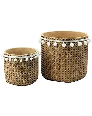 A&B Home Rattan Detail Outdoor Planter Baskets With Tassel - 47% Price Drop!