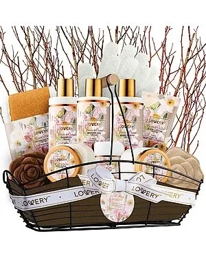 Lovery Vanilla Coconut Bath And Body Gift Set, 13pc Home Spa Birthday Basket - Save $7901 Now!