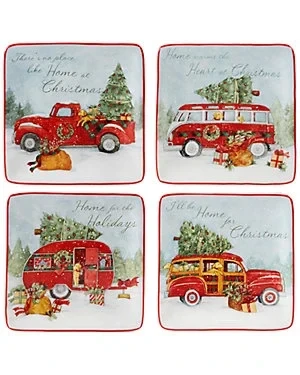 Certified International Home for Christmas Set of 4 Canape Plate - Save 74% Today!