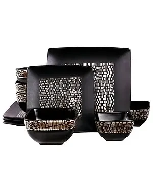 Elama Naina 16pc Double Bowl Stoneware Dinnerware Set - 51% Price Drop!