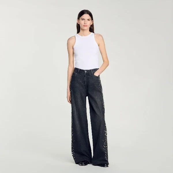 Wide-leg rhinestone jeans - Save $8300 Now!