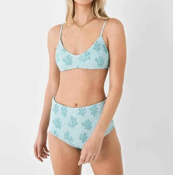 Stella Smocked Bikini Top In Mint Reef - 51% Discount Now!