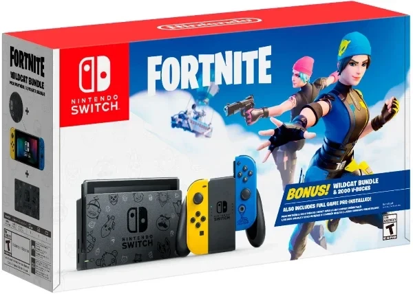 Nintendo Switch Fortnite Wildcat Console Bundle HADSKFAGE Yellow/Blue