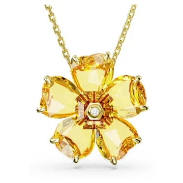 Idyllianecklace,Flower,Yellow,Gold-toneplated