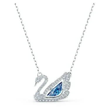 Swannecklace,Swan,Blue,Rhodiumplated