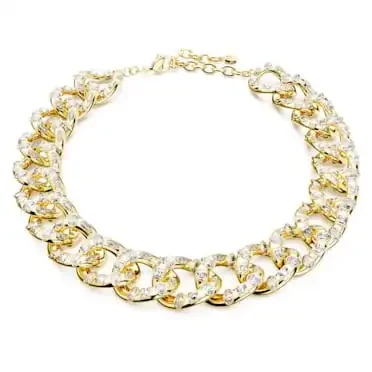 Imbernecklace,Statement,Mixedcuts,Large,White,Gold-toneplated