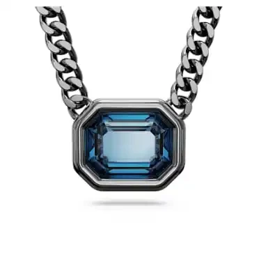 Imberpendant,Octagoncut,Blue,Rutheniumplated