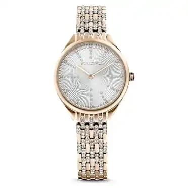 Attractwatch,SwissMade,Pavé,Crystalbracelet,Goldtone,Champagnegold-tonefinish
