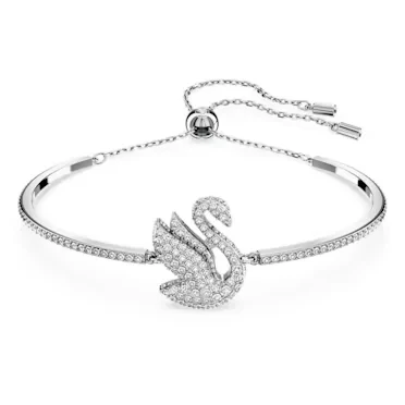 Swanbangle,Swan,White,Rhodiumplated