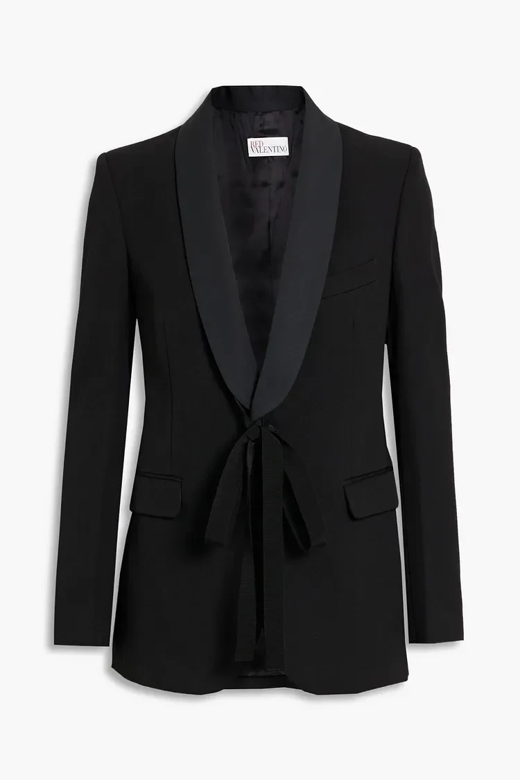 Bow-detailed twill blazer