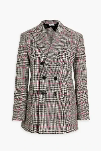 Double-breasted Prince of Wales checked tweed blazer