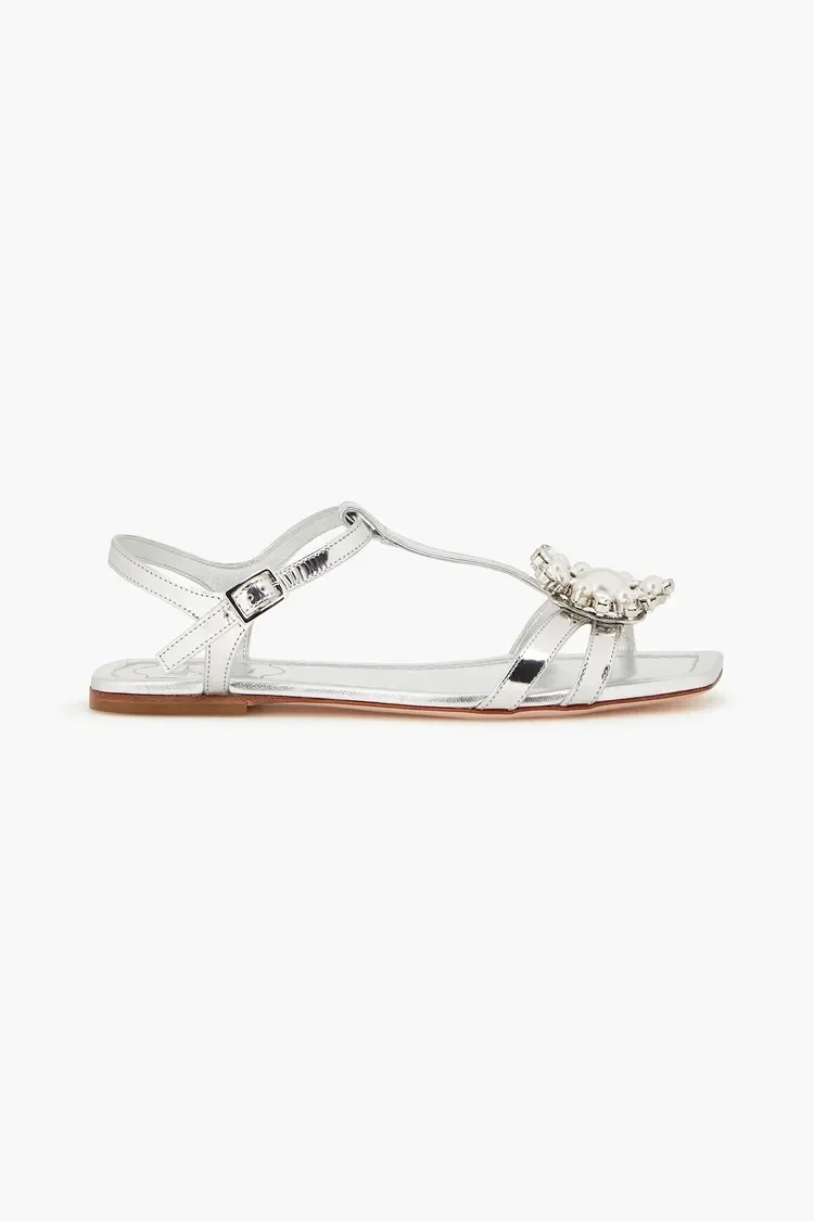 Embellished mirrored-leather sandals