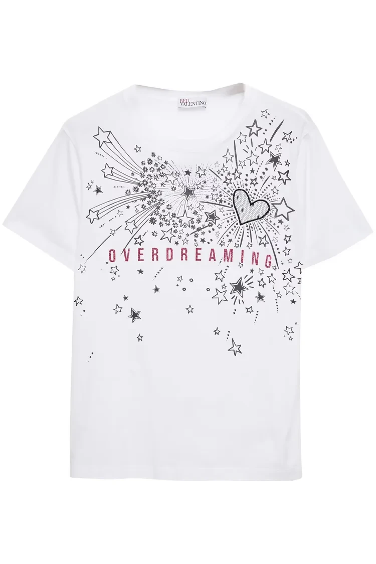 Embellished printed cotton-jersey T-shirt