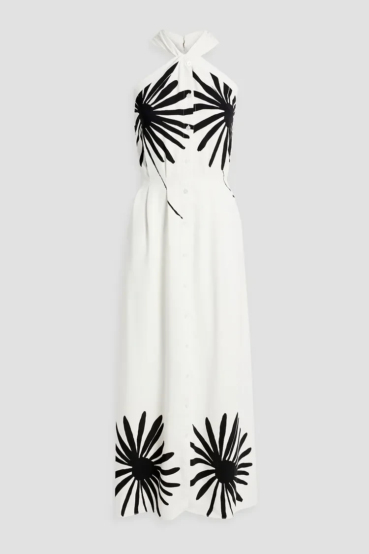 Twist-front printed crepe maxi dress