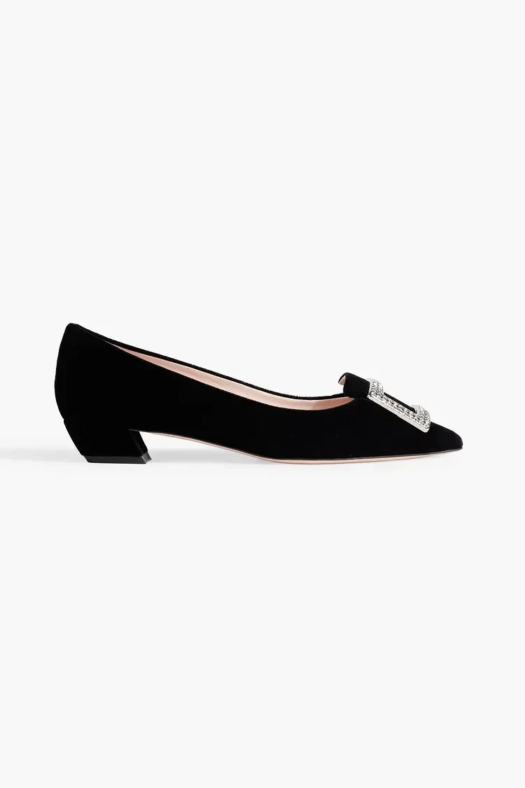 Embellished velvet pumps