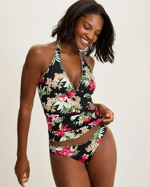 Lily Cat Reversible Halter Tankini Top