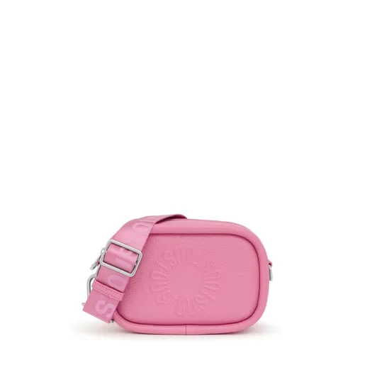 Dark pink leather Crossbody reporter bag TOUS Miranda - 30% Price Drop!