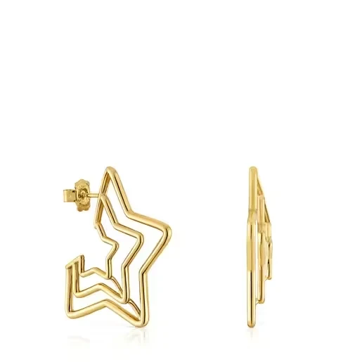 Bickie triple star Earrings with 18 kt gold plating over silver - Save $12000 Today!