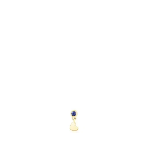 Gold Ear piercing with iolite and heart motif Cool Joy - 20% Off Today!
