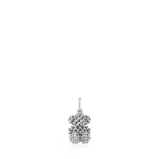 Small texturized white gold bear Pendant Bold Bear - 30% Off Limited Time!