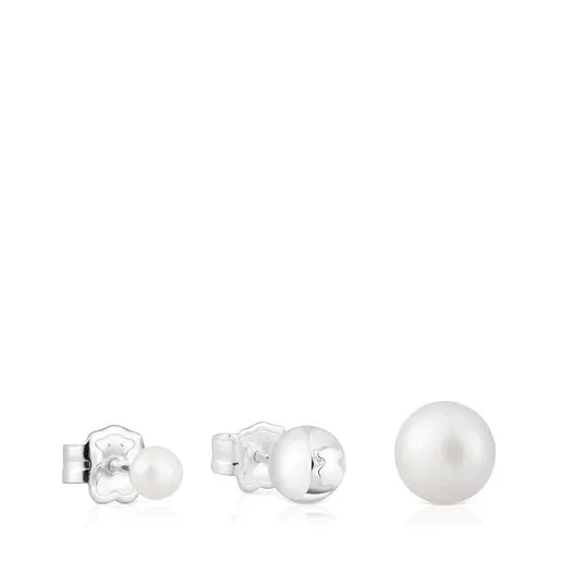 Set of three silver Tsuri Earrings with cultured pearls - Now 31% Off!