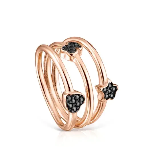 TOUS Motif Ring in Rose Silver Vermeil with Spinels - 30% Off Today!