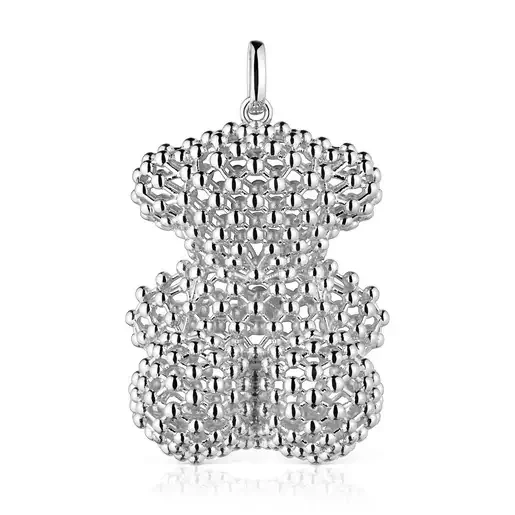 Large silver texturized bear Pendant Bold Bear - Save 30% Today!