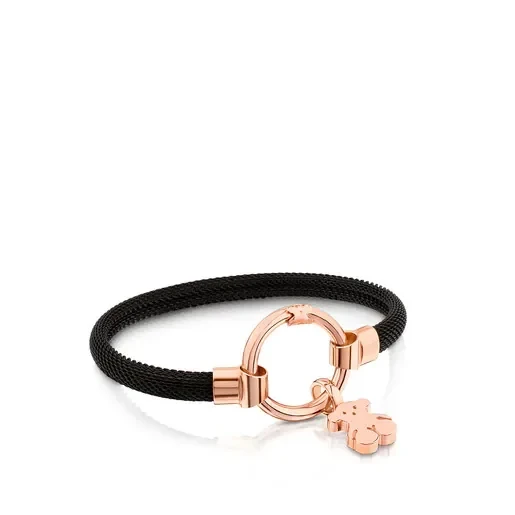 Medium Rose Vermeil Silver and black IP Steel TOUS Hold Bracelet - 30% Discount Now!