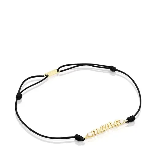Gold TOUS Mama Bracelet with nylon, diamonds and mother-of-pearl - 30% Off Today!