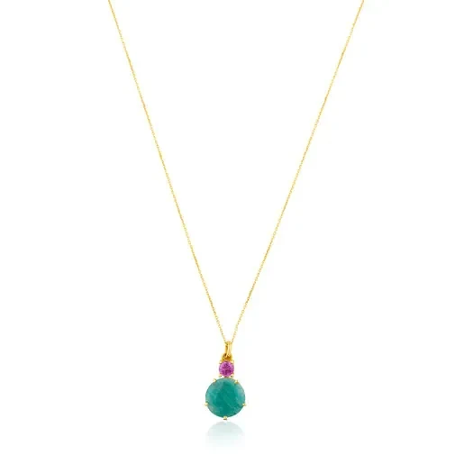 Gold Ivette Necklace with Amazonite and Ruby - Save $18000 Now!