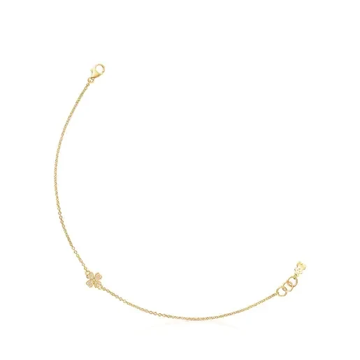 Gold TOUS Good Vibes clover Bracelet with Diamonds - Now 20% Off!