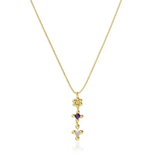 Short 18 kt gold-plated silver Necklace with gemstones Sugar Party - 30% Price Drop!