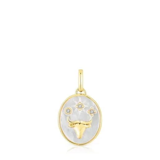 Taurus Pendant in silver vermeil with mother-of-pearl and topazes TOUS Horoscope - Save $4500 Today!