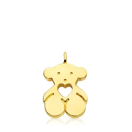Gold Sweet Dolls Pendant big size. Bear motif with heart hole - Save $33000 Today!