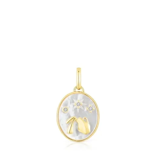 Aquarius Pendant in silver vermeil with mother-of-pearl and topazes TOUS Horoscope - 30% Off Limited Time!