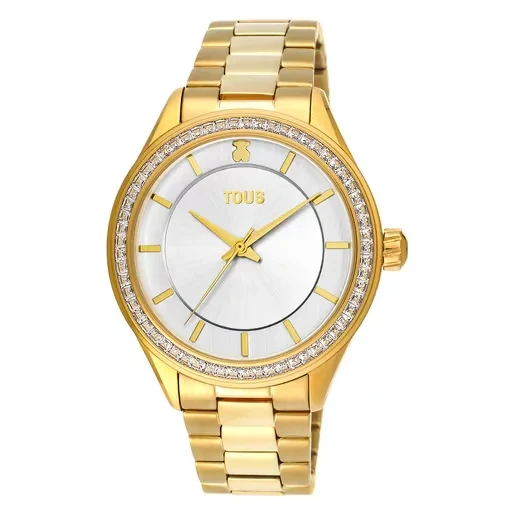 Gold-colored IP Steel T-Shine Watch with cubic zirconia - 30% Discount Now!