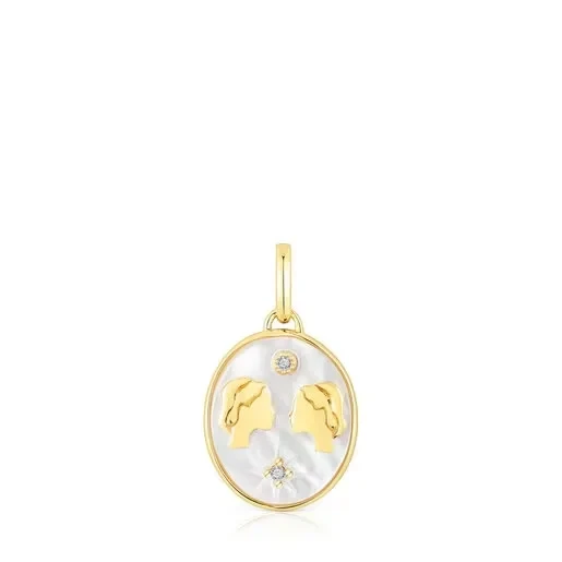 Gemini Pendant in silver vermeil with mother-of-pearl and topazes TOUS Horoscope - 30% Discount Now!
