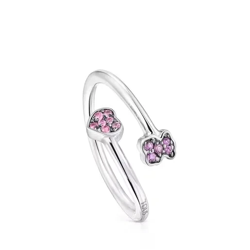 Silver TOUS New Motif Open Ring with sapphire and amethyst motifs - Save $3900 Now!